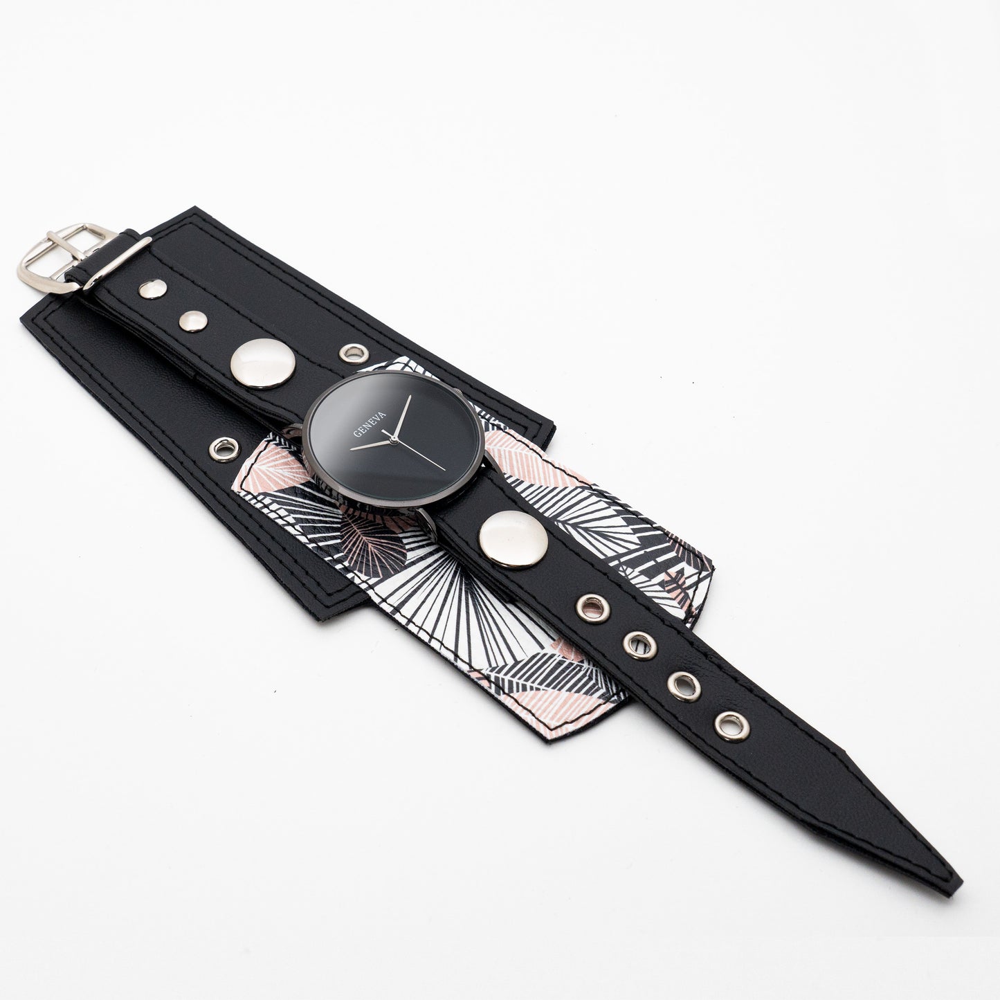 Kožna Narukvica sa Satom 2.0 Basic Floral Pink