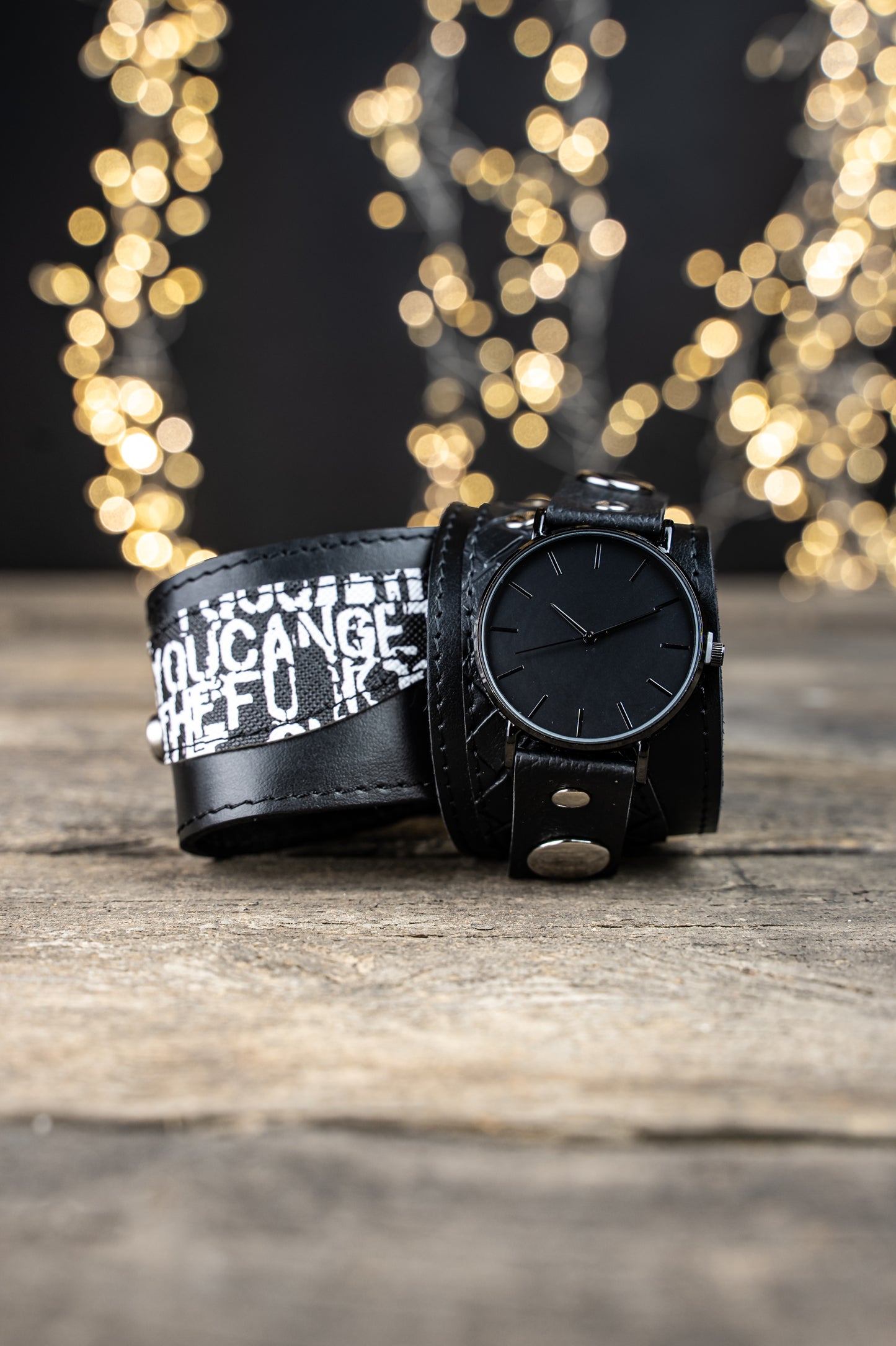 Kožna Narukvica sa Satom Duo B&W