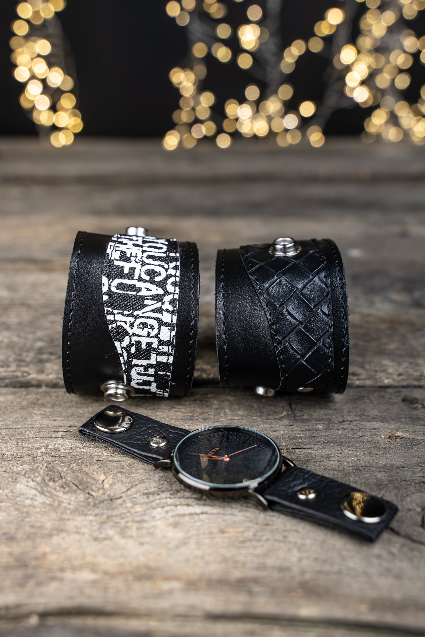 Kožna Narukvica sa Satom Duo B&W