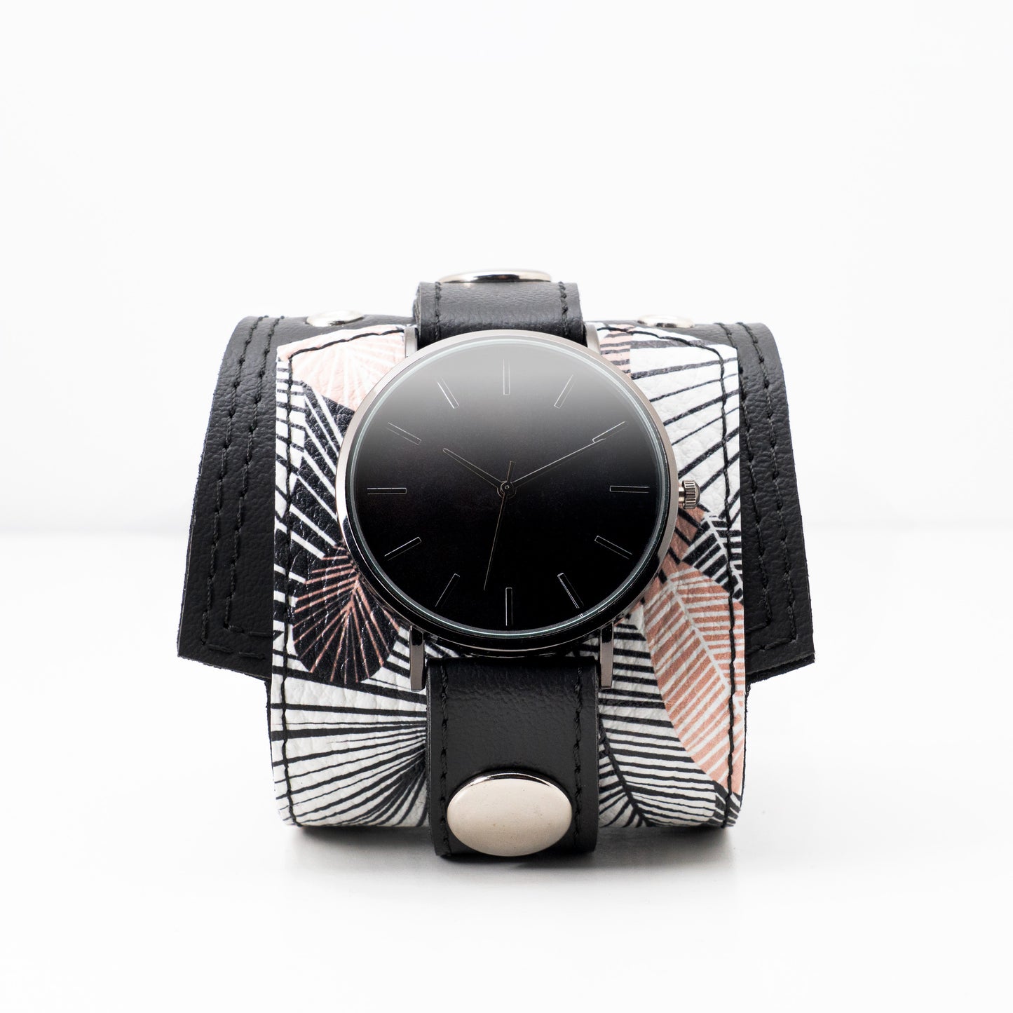 Kožna Narukvica sa Satom 2.0 Basic Floral Pink