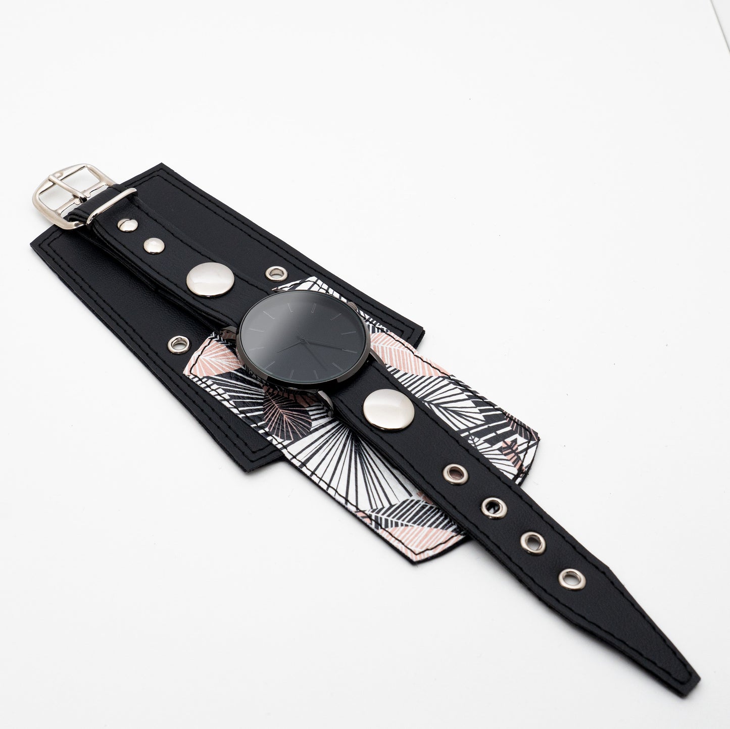 Kožna Narukvica sa Satom 2.0 Basic Floral Pink